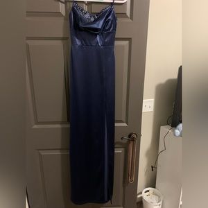 Prom dress with rhinestones on the bust